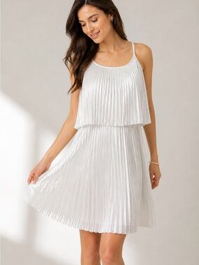 Noisy May Silver Pleated Mini Dress